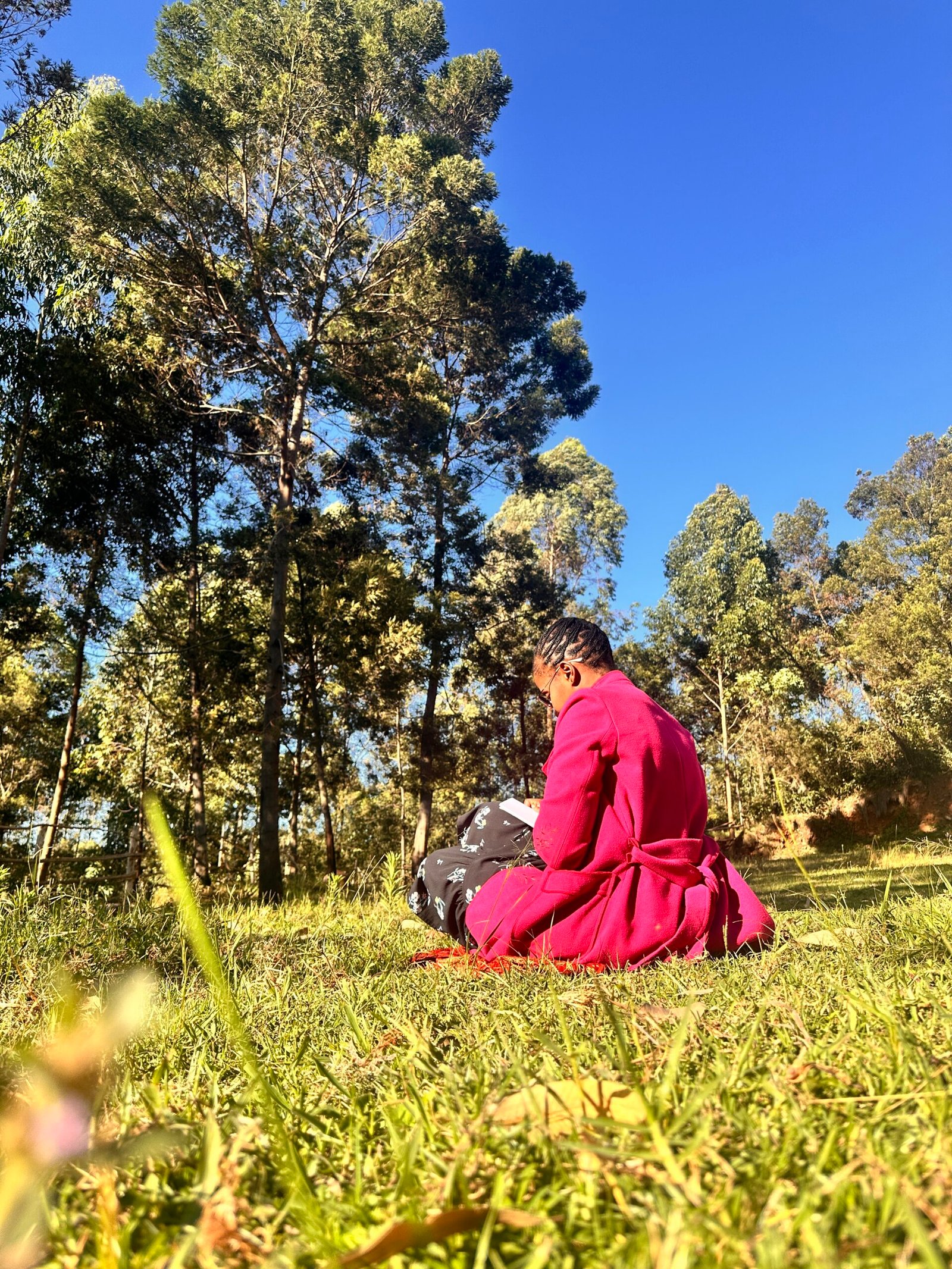 Woman journaling outdoors in nature