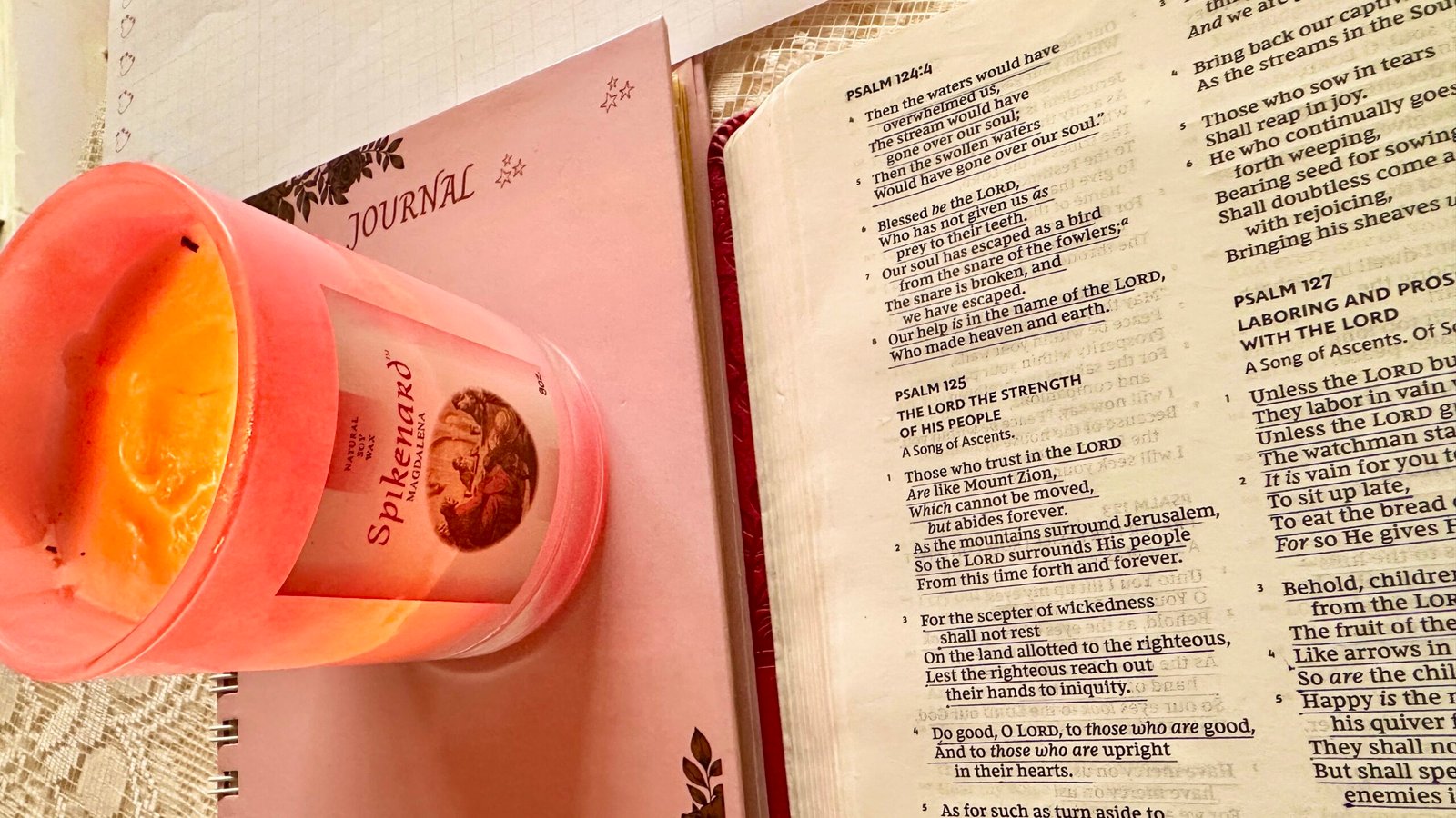 Open Bible and journal 
